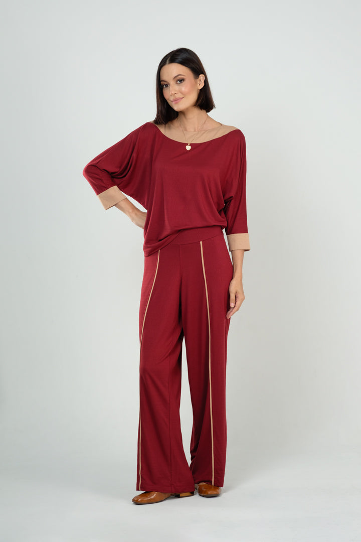 Conjunto Calça e Blusa Manga Morcego em Viscolycra Maquinetado