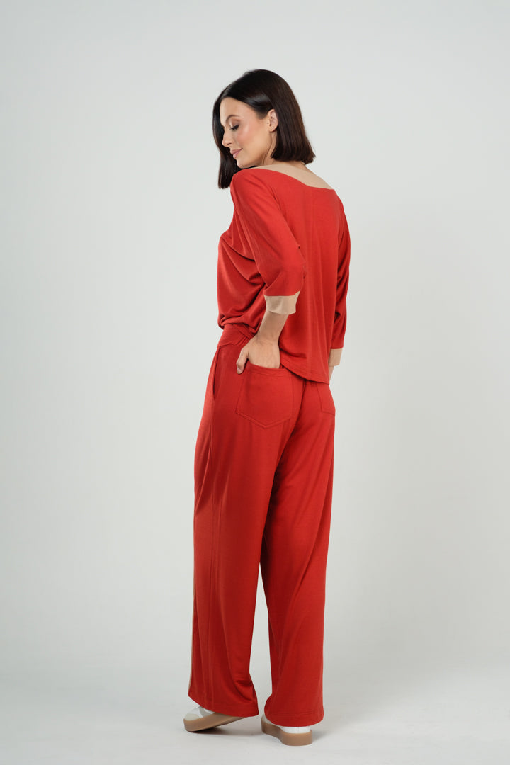 Conjunto Calça e Blusa Manga Morcego em Viscolycra Maquinetado