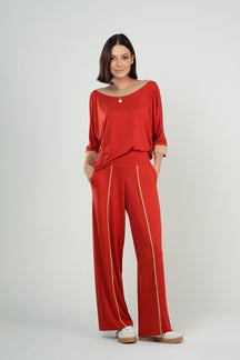 Conjunto Calça e Blusa Manga Morcego em Viscolycra Maquinetado