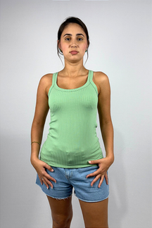 Regata Feminina Alças Largas em Viscose Canelado