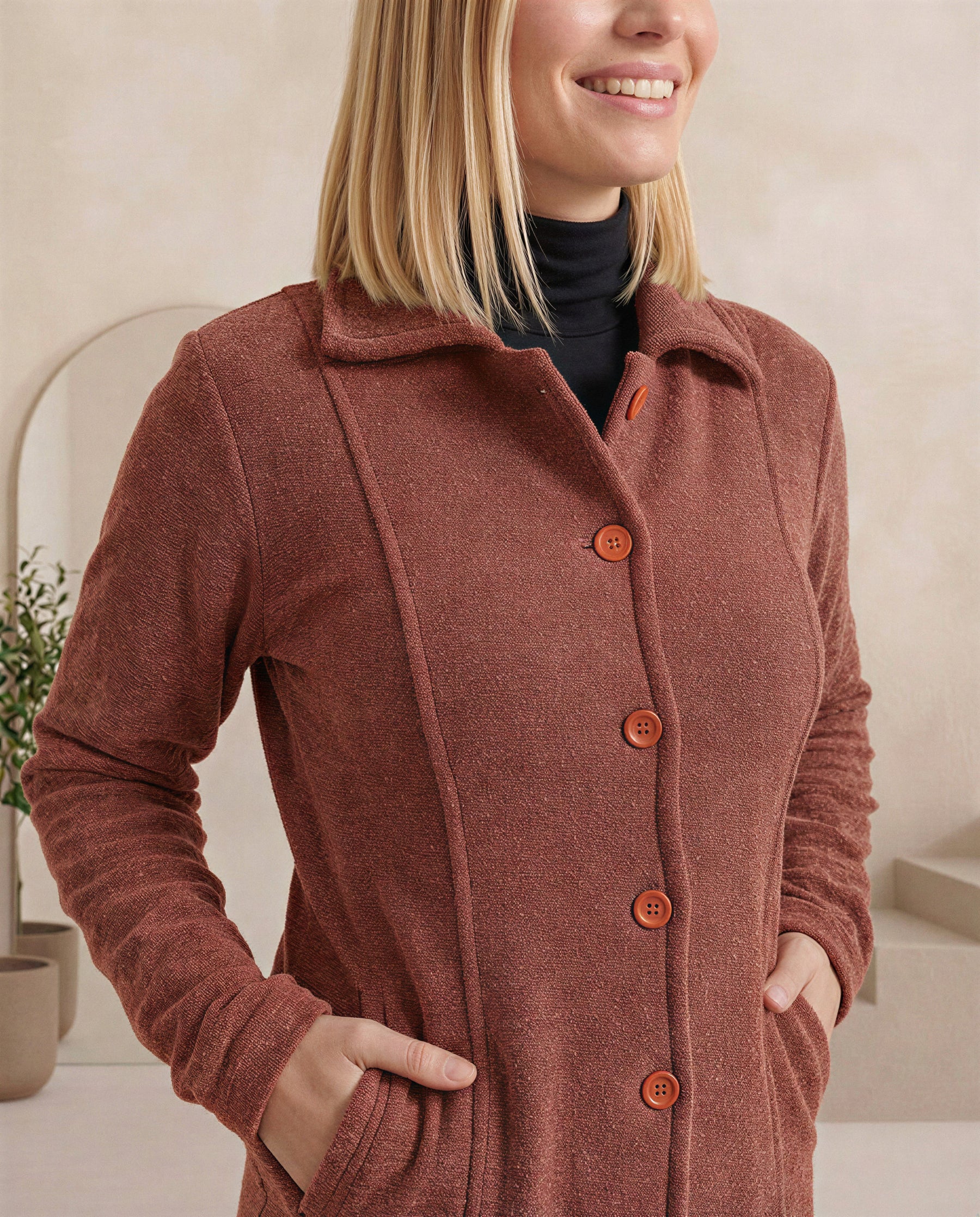 Casaco Feminino em Tecido Boucle Quentinho Inverno