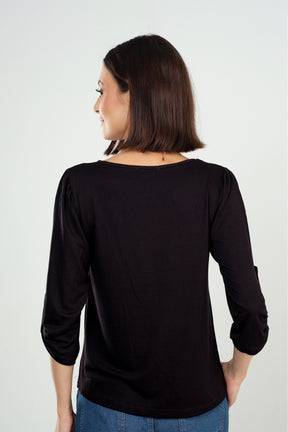 Blusa com Manga Martingale em Viscolycra Maquinetado