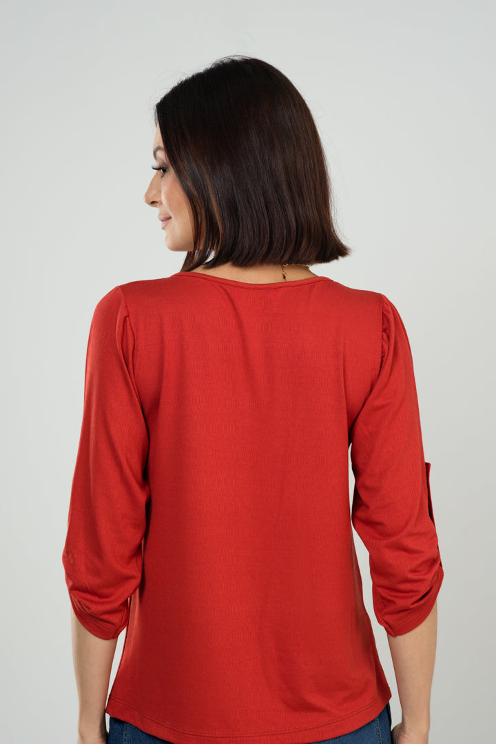 Blusa com Manga Martingale em Viscolycra Maquinetado