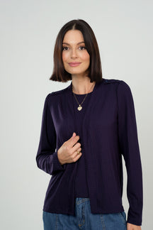 Conjunto Cardigan com Regata em Viscose Canelado