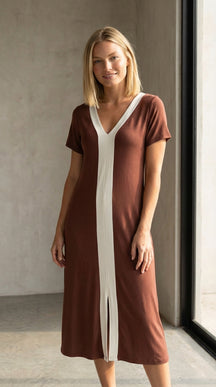 Vestido Midi Bicolor em Viscolycra