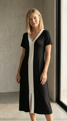 Vestido Midi Bicolor em Viscolycra