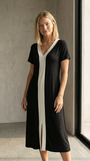 Vestido Midi Bicolor em Viscolycra