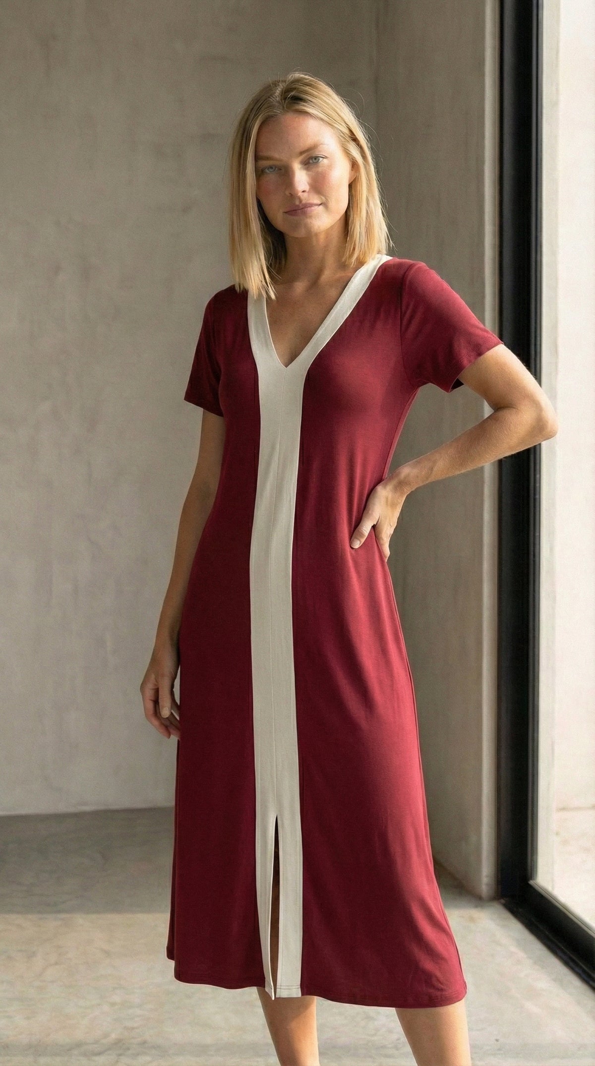 Vestido Midi Bicolor em Viscolycra