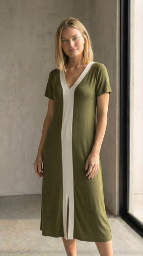 Vestido Midi Bicolor em Viscolycra