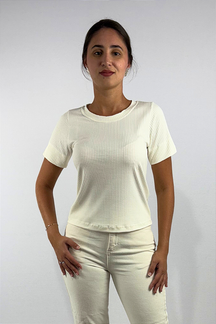 Blusa Feminina com Detalhe na Manga em Viscose Canelado