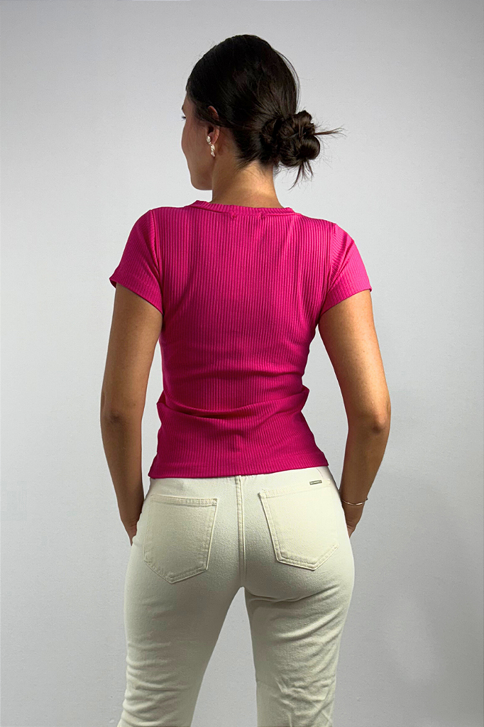 Blusa Feminina Gola V em Viscose Canelado