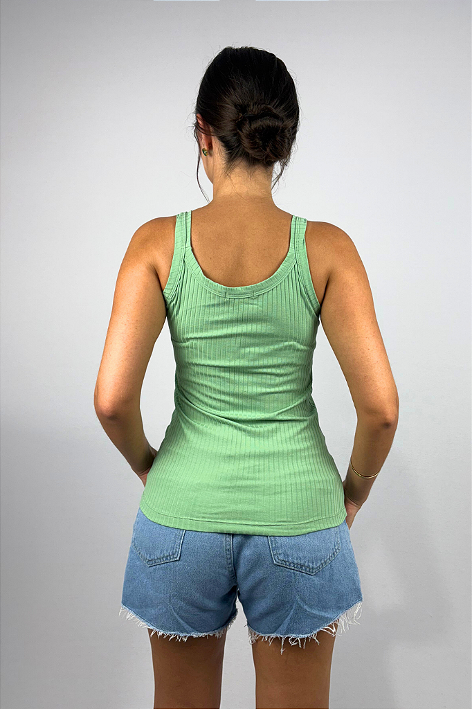 Regata Feminina Alças Largas em Viscose Canelado