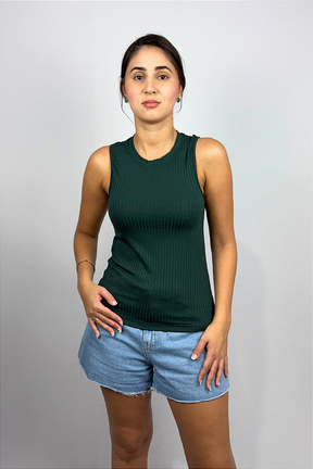 Regata Feminina em Viscose Canelado