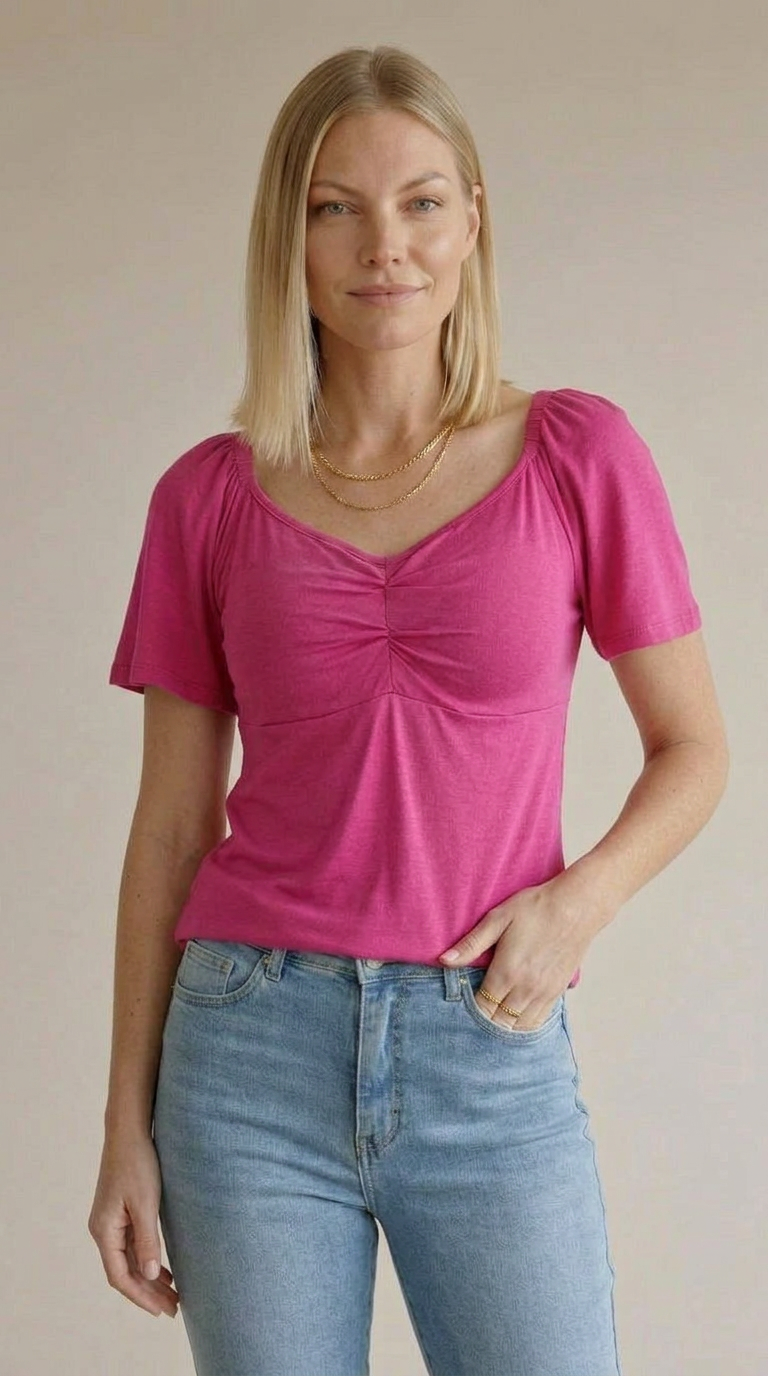 Blusa Ciganinha com Detalhe Frontal em Viscolycra