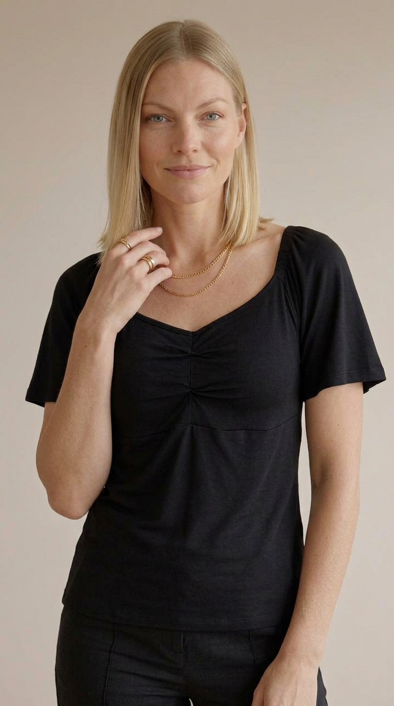 Blusa Ciganinha com Detalhe Frontal em Viscolycra