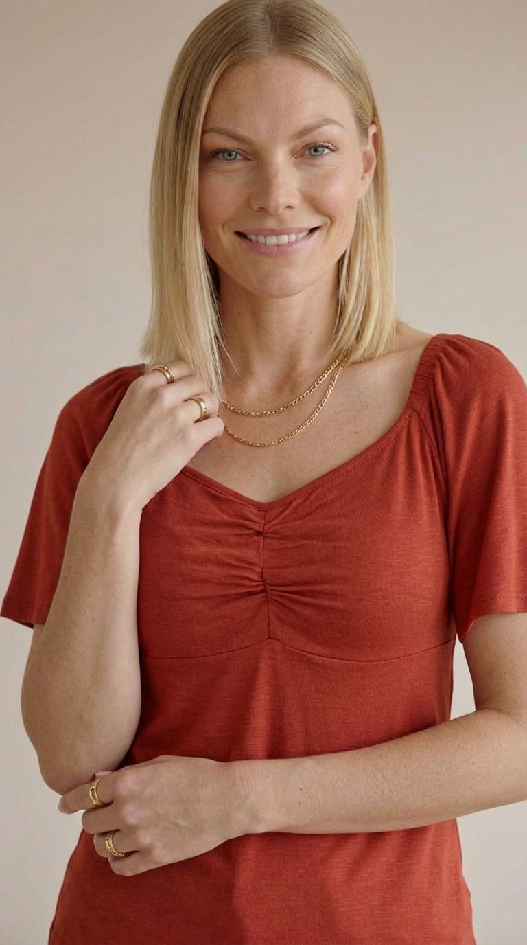 Blusa Ciganinha com Detalhe Frontal em Viscolycra