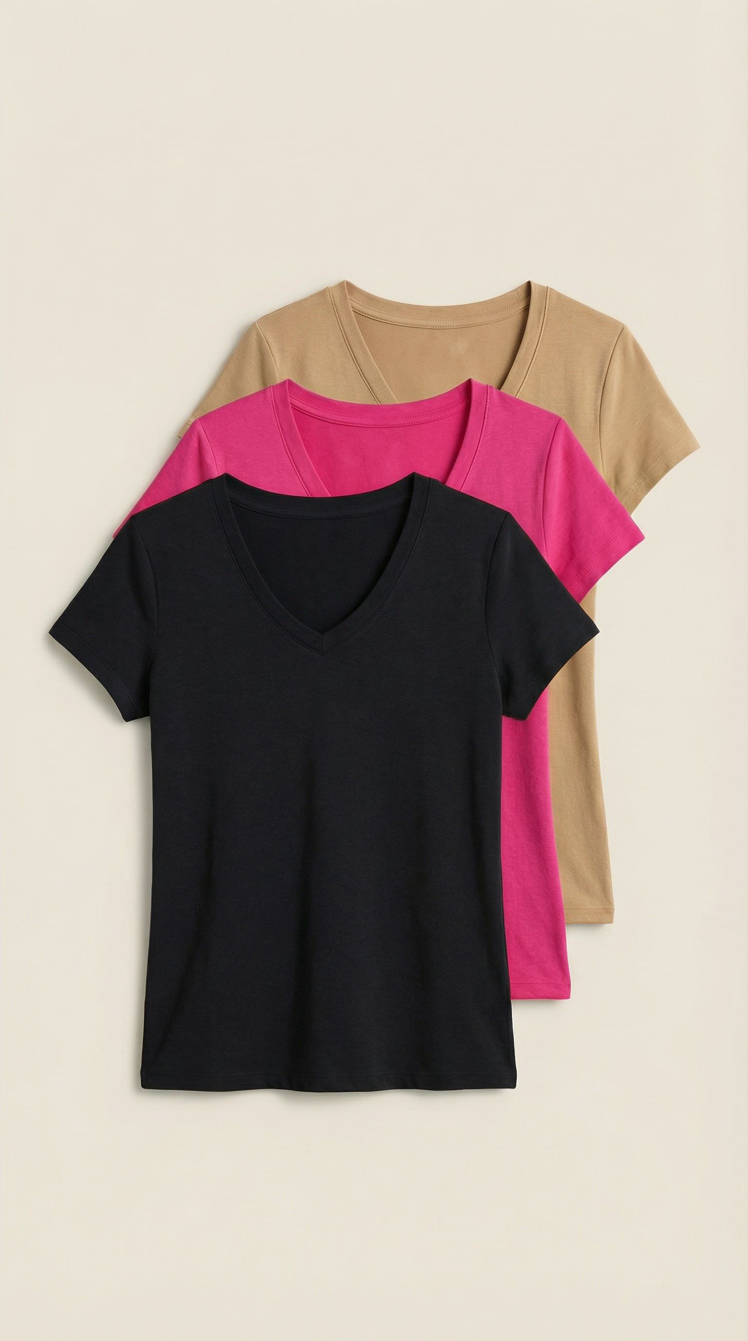 KIT 3 BLUSAS BÁSICA DECOTE EM V VISCOLYCRA