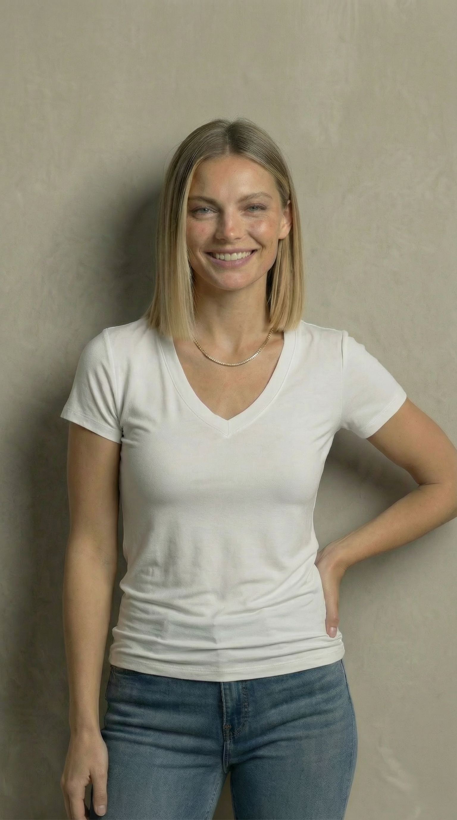 Blusa Básica Feminina Decote V em Malha Viscolycra