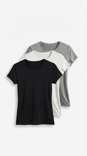 KIT 3 BLUSAS BÁSICA EM VISCOLYCRA